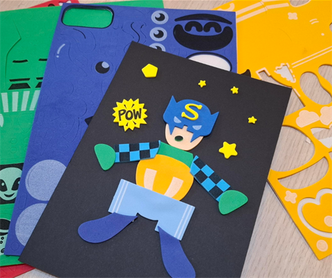 A character made out of cut-out foam