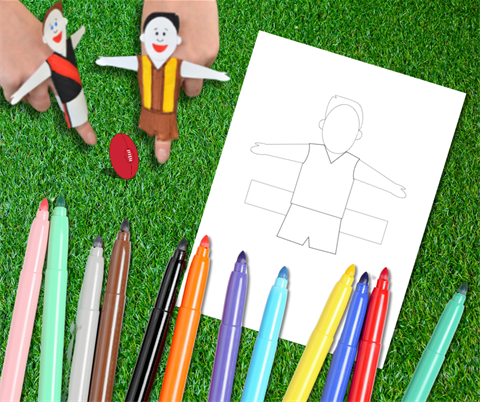 Footy player finger puppets